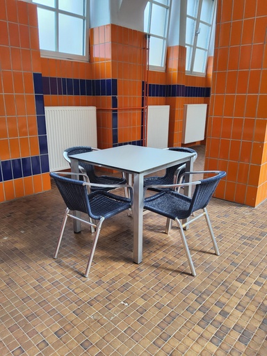 [JOERG-00085] Gartenstuhl stapelbar, Geflecht blau
