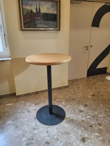 [OMAK] Stehtisch mit Buchenoptik und Stahlfuß